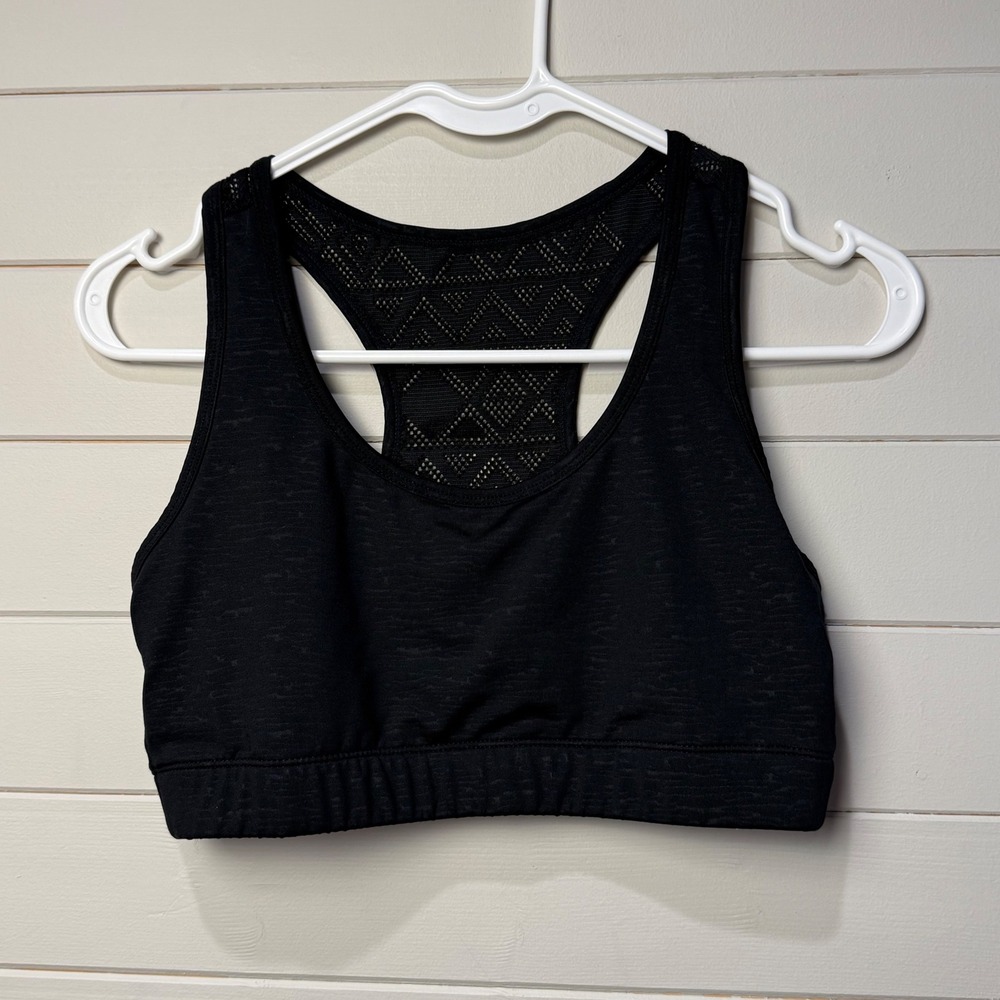 Ziya‎ Active Black Racerback Sports Bra Mesh Detail Geometric Back Medium